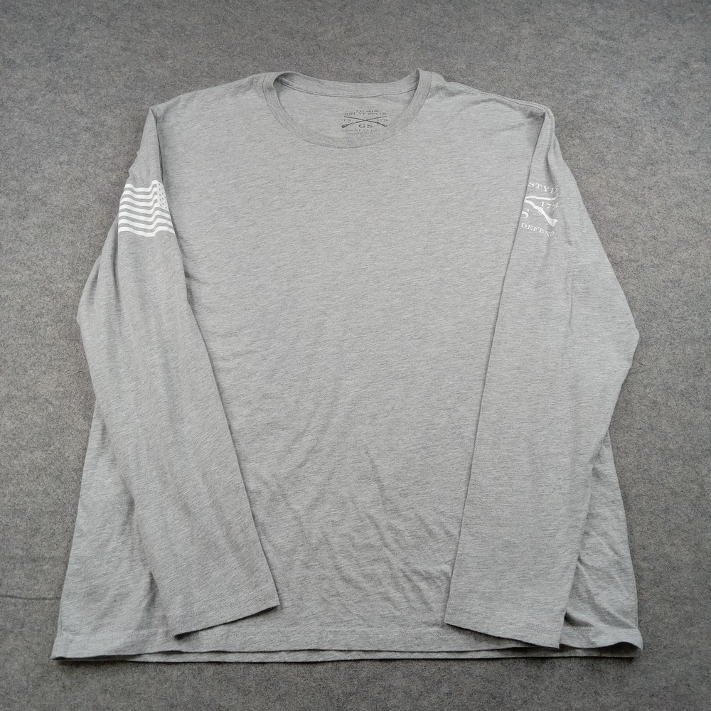 Grunt Style Shirt Mens 2XL Gray Long Sleeve Patriotic Flag Graphic Tee Tagless